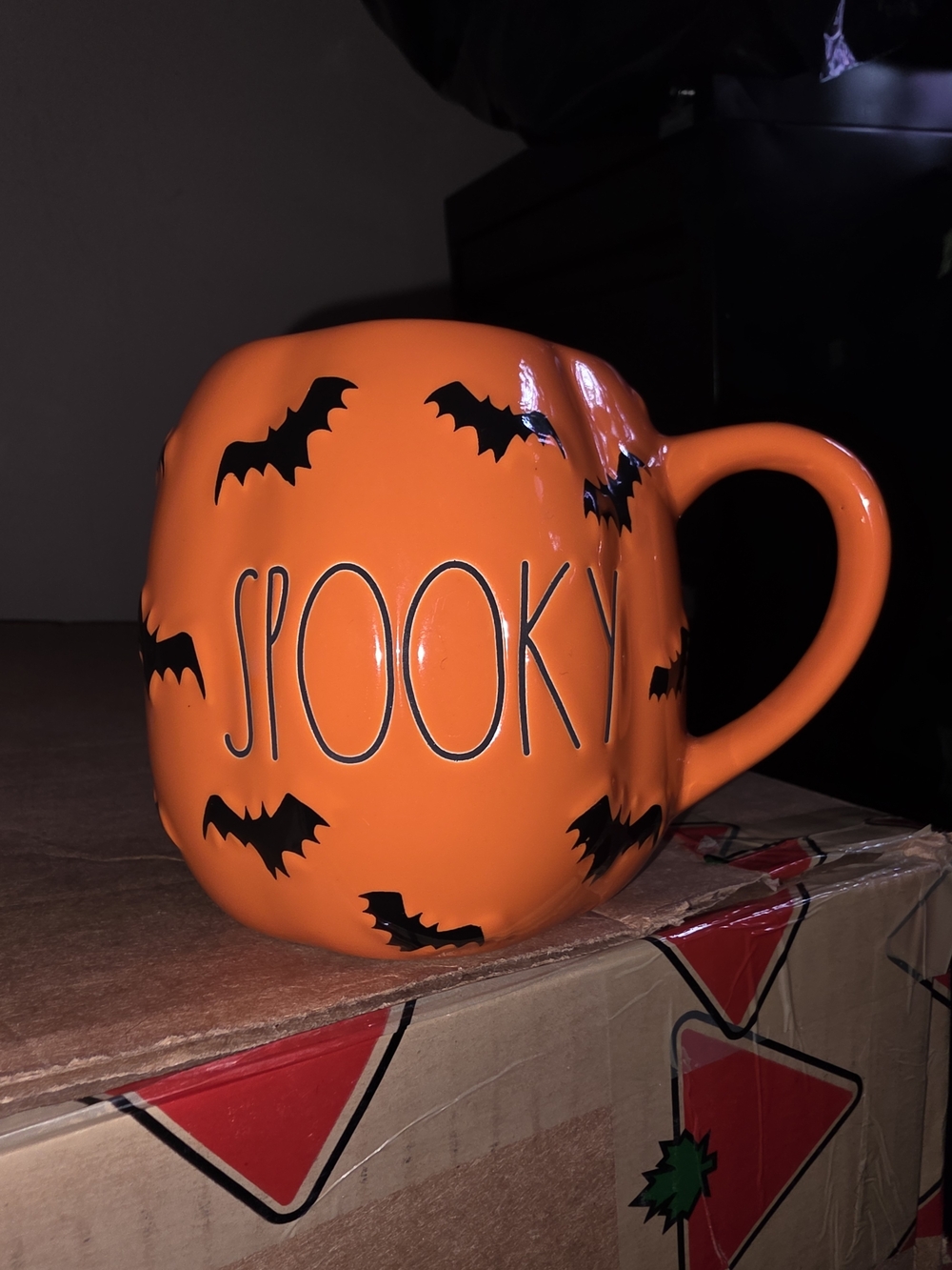 Rae Dunn Orange  'SPOOKY' Bat Accent Mug